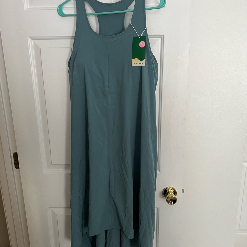 HALARA Women's Teal High Low Dress